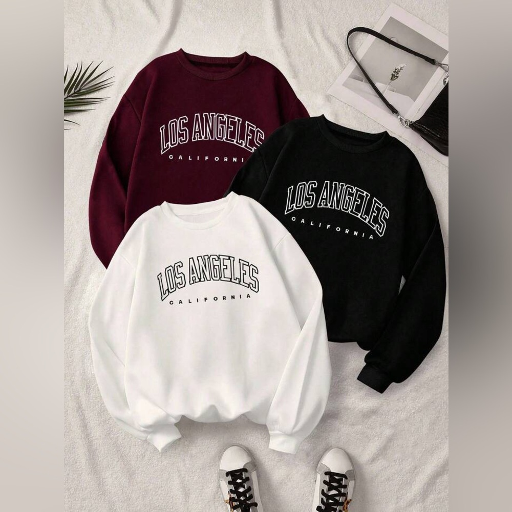 SHEIN White Los Angeles Sweatshirt
